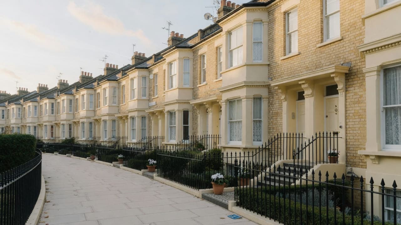 Victorian bay terraces in morning light, typical of Crouch End, N8