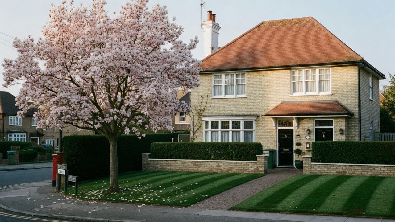A suburban family house and magnolia, typical of East Finchley, N2